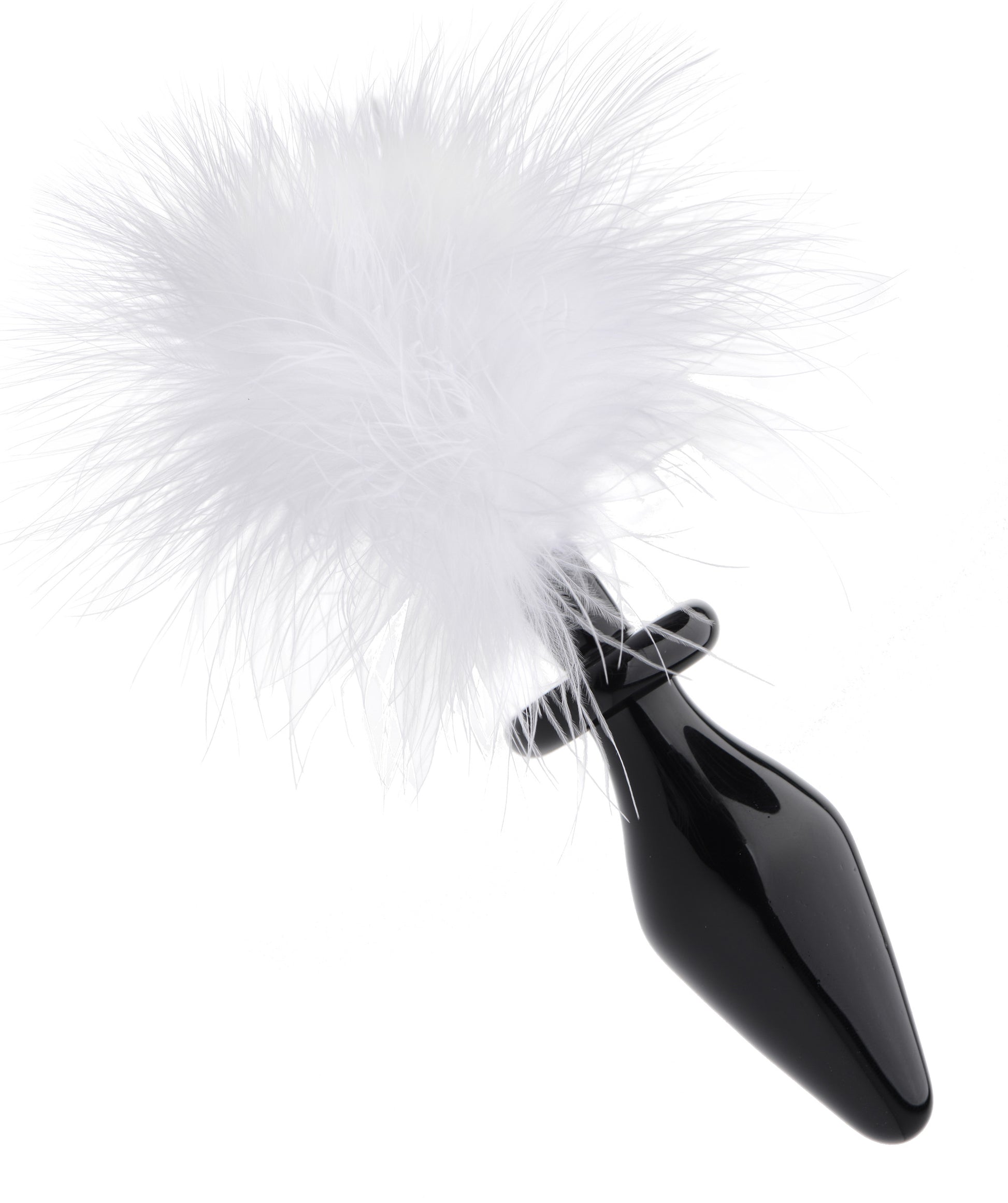 White Fluffer Bunny Tail Glass Anal Plug - Just for you desires