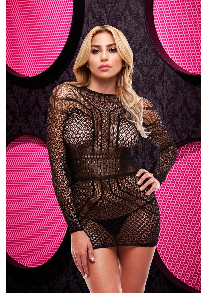 Long Sleeve Open Back Mini Dress - Just for you desires