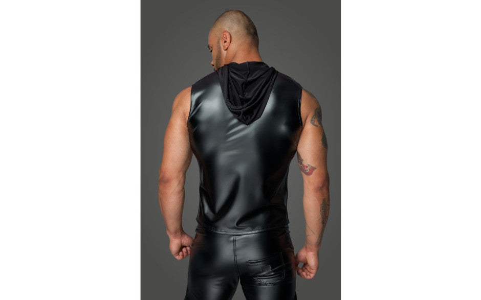 Powerwetlook Sleeveless Hooded Shirt w 2 Way Zipper - Just for you desires