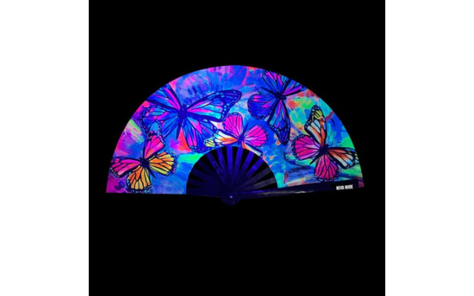 Flutter By Butterfly Blacklight Folding Fan - Just for you desires