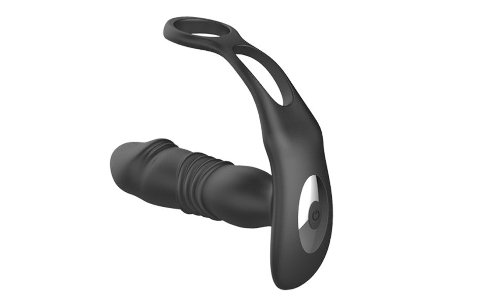 Thrusting Silicone Butt Plug with Cockring and Remote - Just for you desires