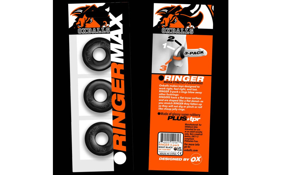 Ringer Max 3 Pc Cockring Set Black - Just for you desires