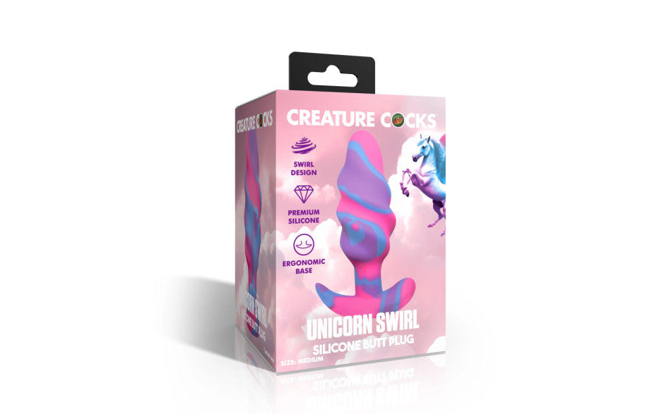 Unicorn Swirl Silicone Butt Plug Medium - Just for you desires