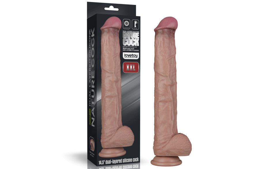 14.5in Dual Layered Bendable Silicone Cock XXL - Just for you desires