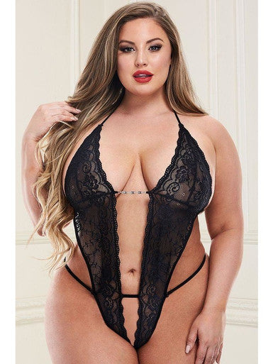 223625 - Deep-V Lace Teddy - Queen - Just for you desires