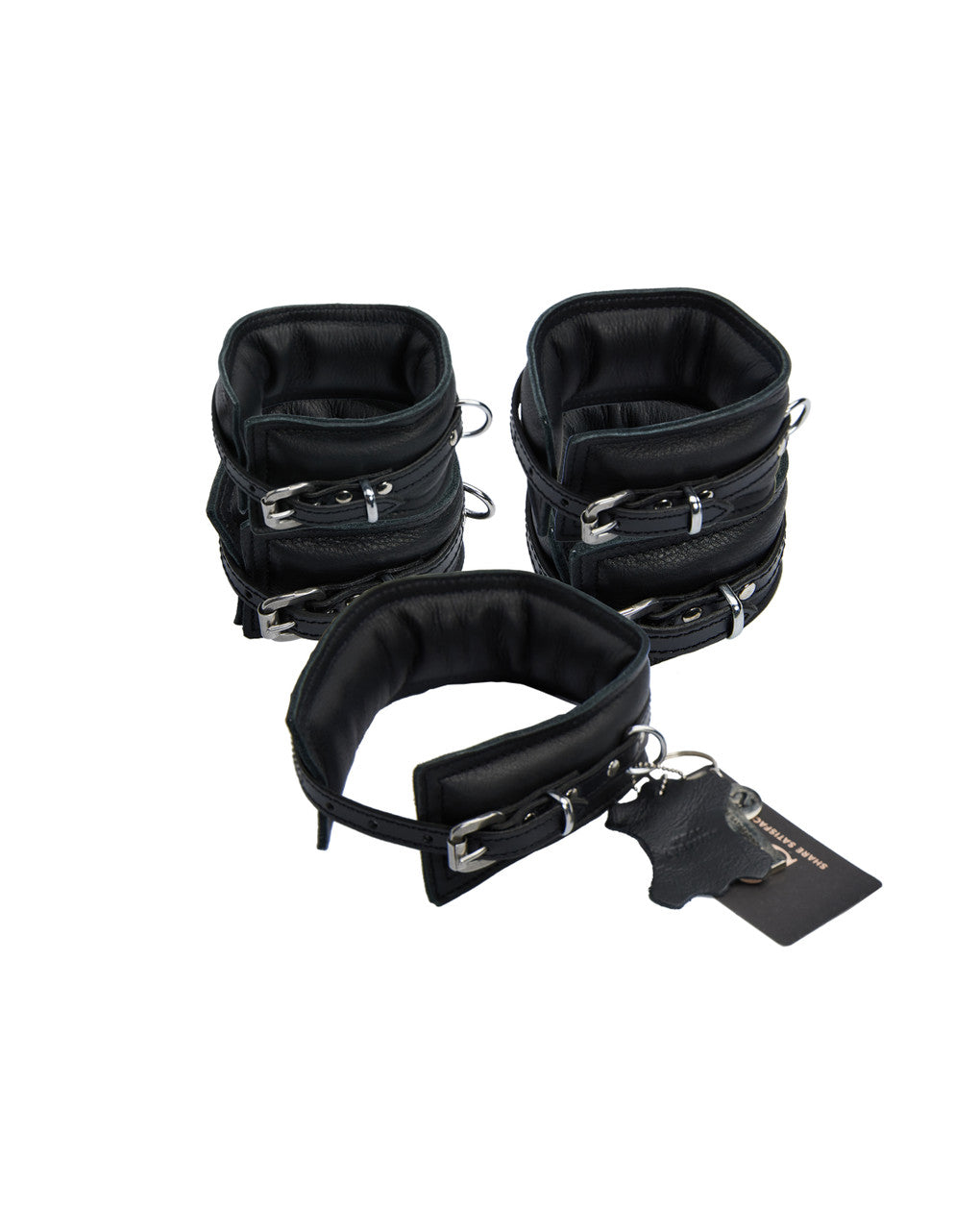 245340 - Bound X Padded Cuffs And Collar Set With Thin Strap - Just for you desires