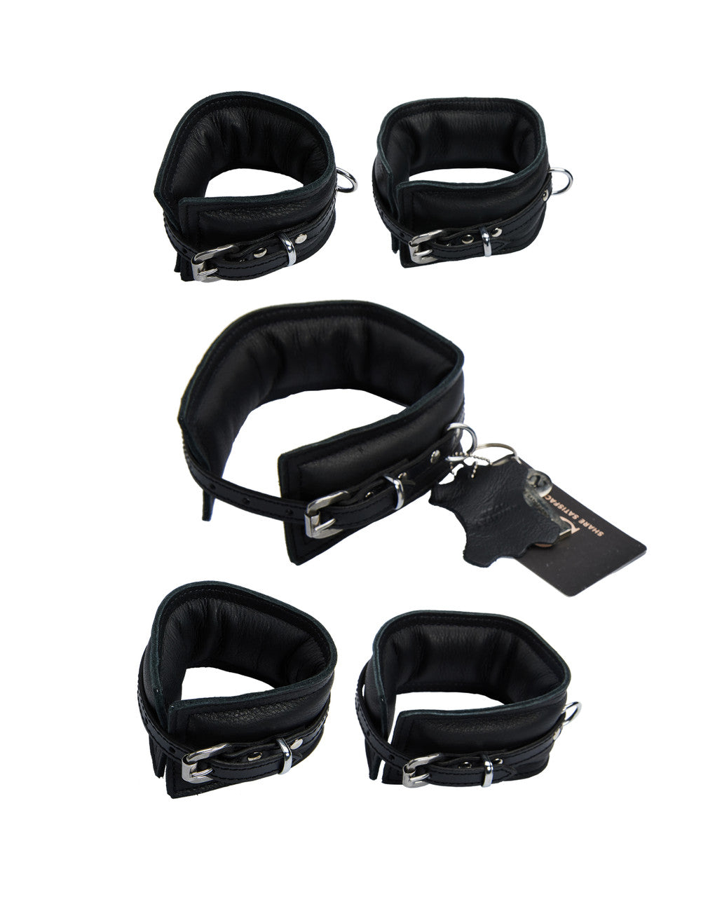 245340 - Bound X Padded Cuffs And Collar Set With Thin Strap - Just for you desires
