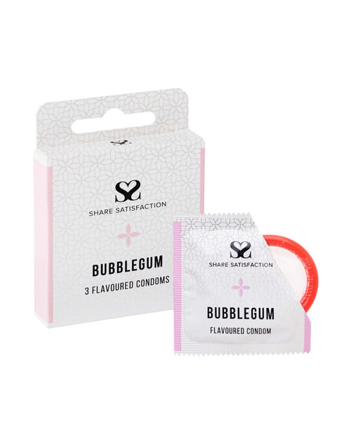 269825 - Share Satisfaction Bubblegum Flavoured Condom 3 Pack - Just for you desires
