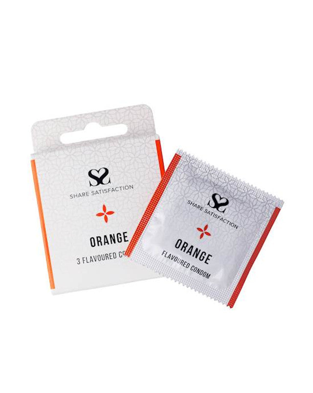 269827 - Share Satisfaction Orange Flavoured Condom 3 Pack - Just for you desires