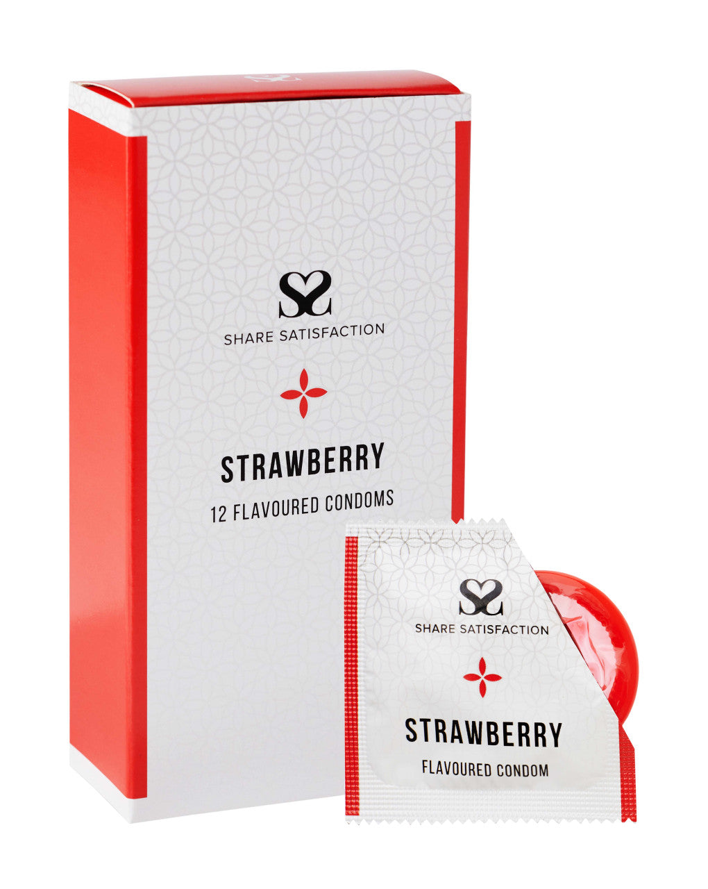 269837 - Share Satisfaction Strawberry Flavoured Condom 12 Pack - Just for you desires