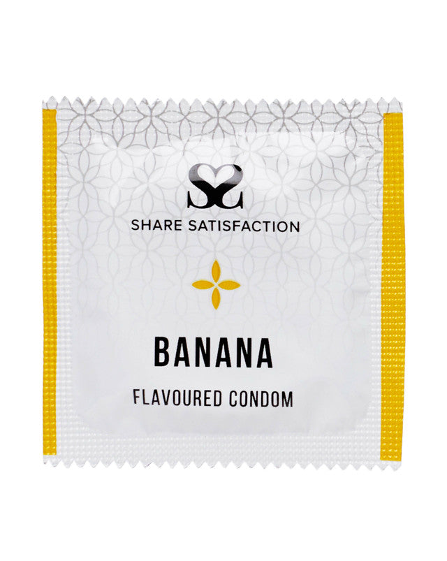 270269 - Share Satisfaction Banana Flavoured Condoms 100 Bulk Pack - Just for you desires