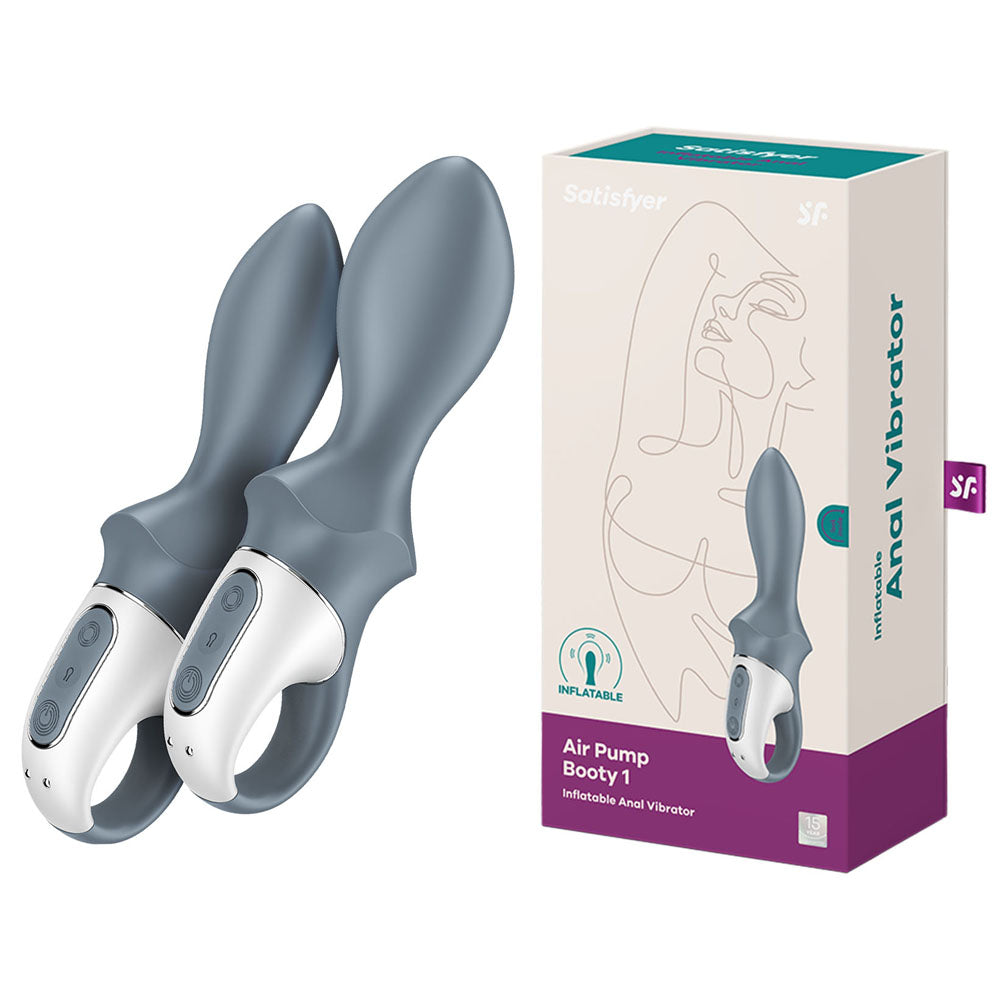 Satisfyer Air Pump Booty 1 - Grey USB Rechargeable Inflatable Anal Vibrator - Just for you desires