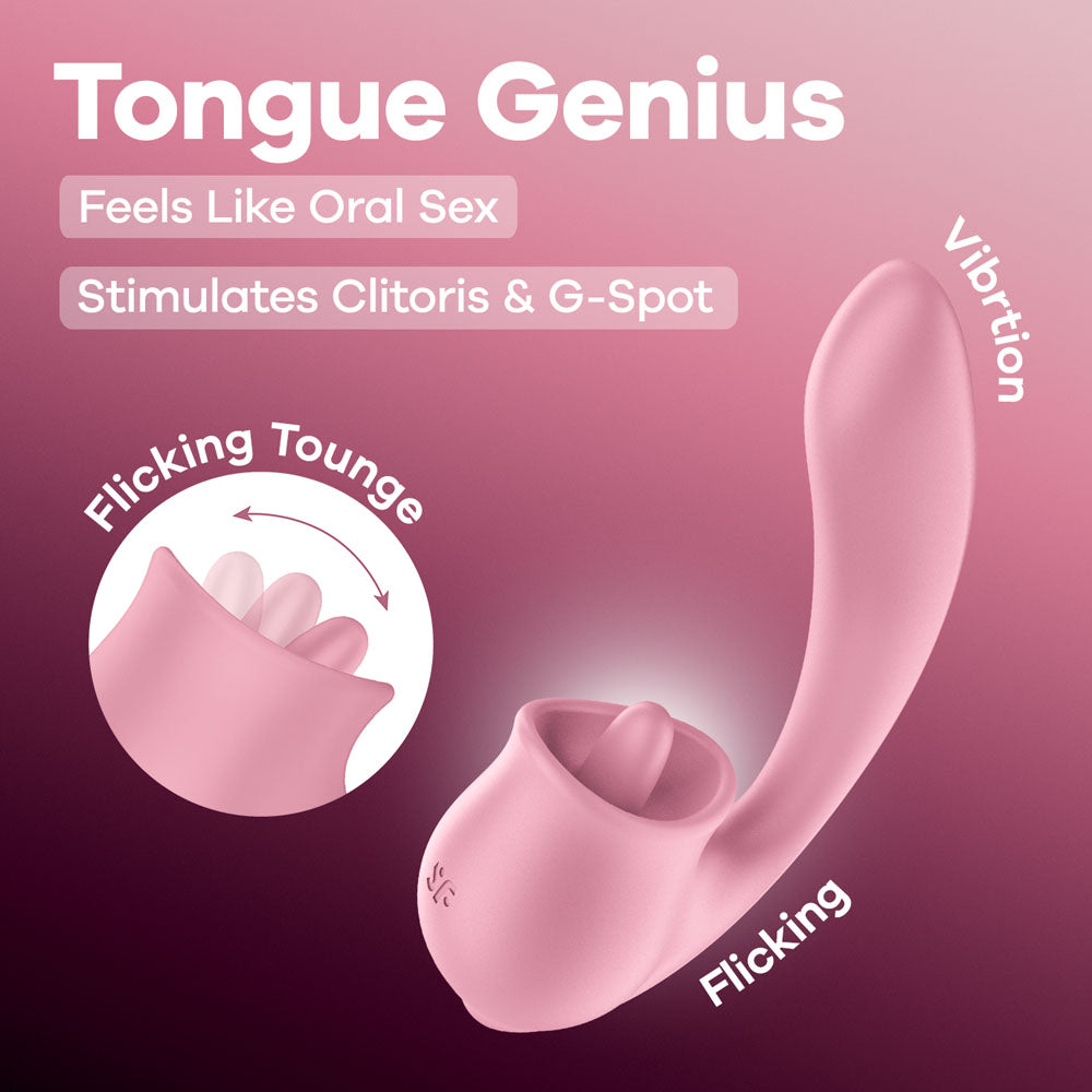Satisfyer Tongue Genius -  USB Rechargeable Vibrator with Flicking Clit Stimulator - Just for you desires