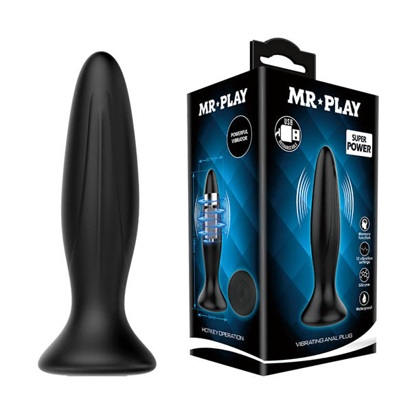 MR PLAY Vibrating Anal Plug - Black 12.8 cm USB Rechargeable Vibrating Butt Plug - Just for you desires