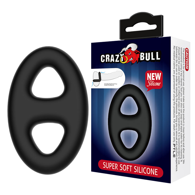 CRAZY BULL Oval Cock & Ball Ring - Black Cock & Ball Ring - Just for you desires