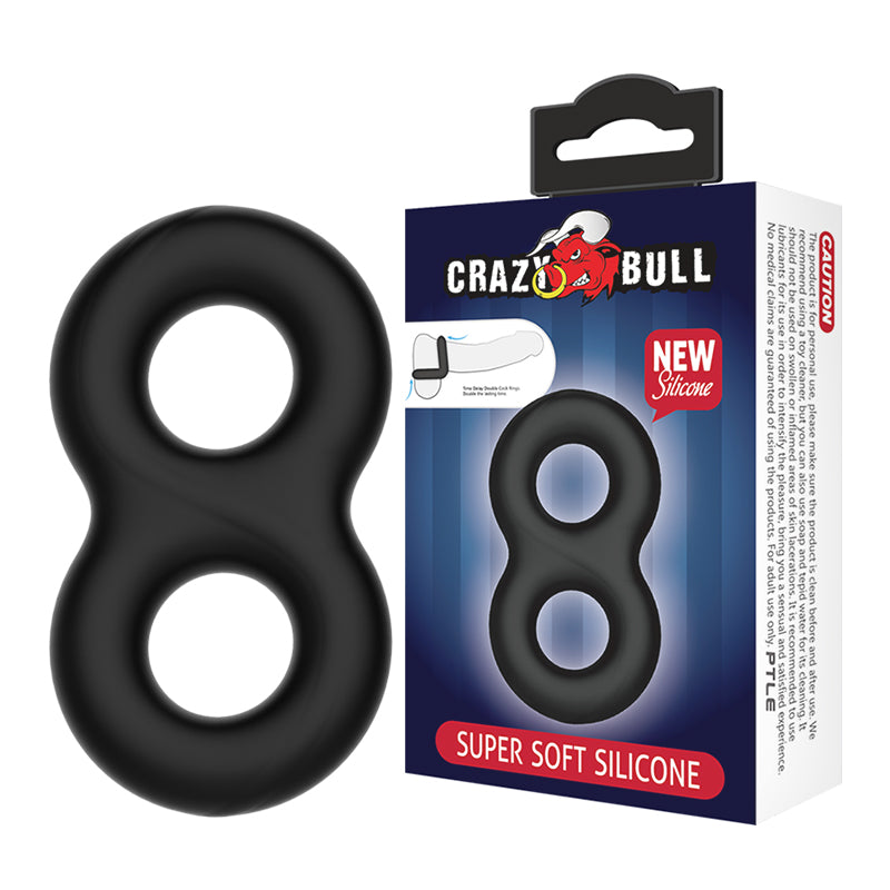 CRAZY BULL Double Donut Cock & Ball Ring - Black Cock & Ball Ring - Just for you desires