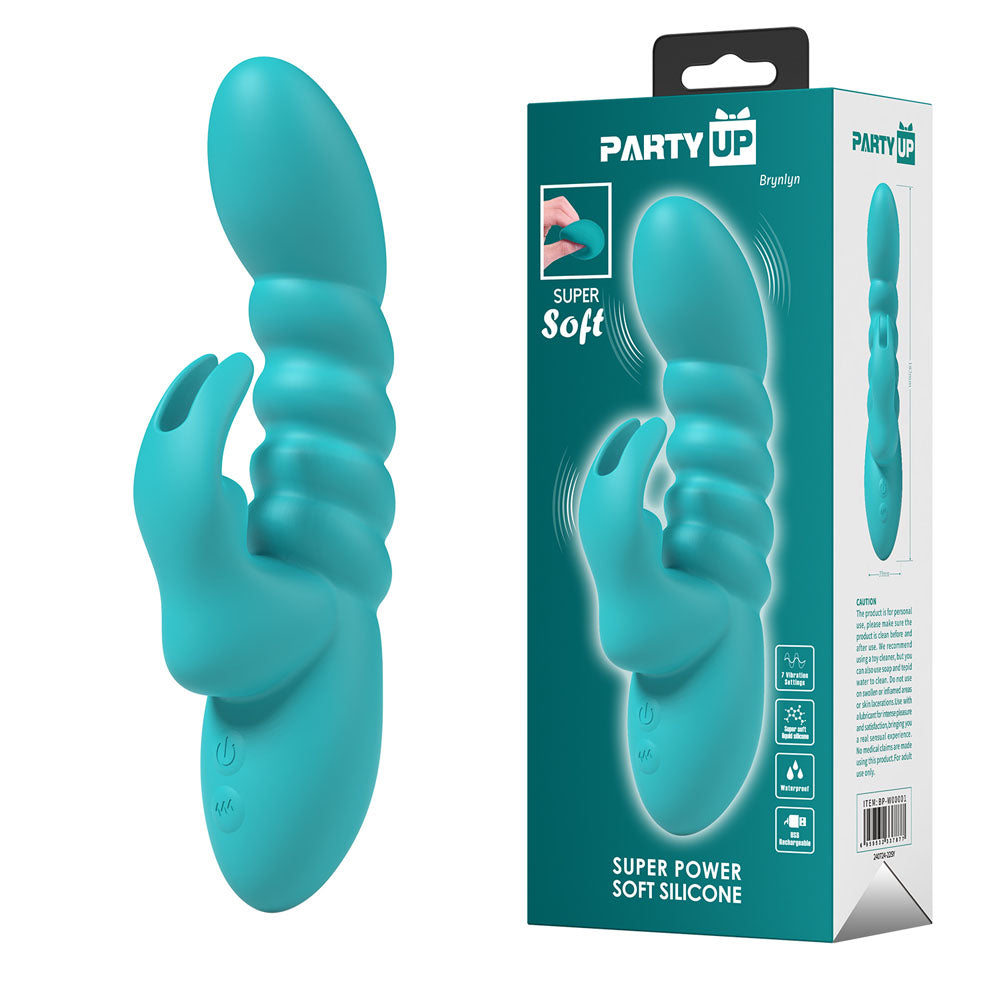 Party Up BRYNLYN - Teal - Teal 18.2 cm USB Rechargeable Rabbit Vibrator - Just for you desires