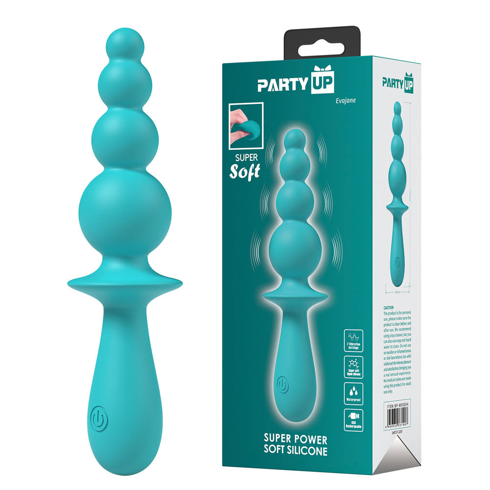Party Up EVAJANE - Teal - Teal 17.1 cm USB Rechargeable Beaded Vibrator - Just for you desires