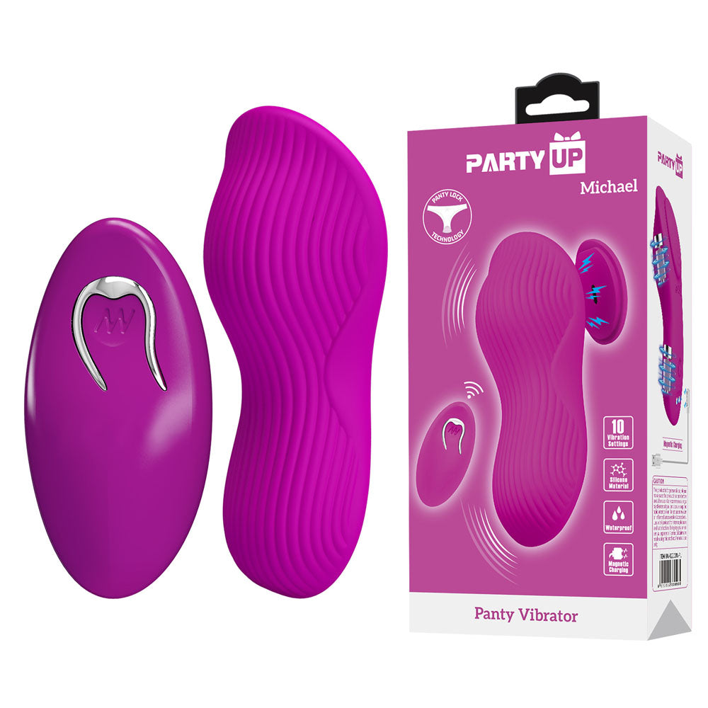 Party Up MICHAEL Panty Vibe - Pink - Pink USB Rechargeable Panty Vibrator with Wireless Remote Control - Just for you desires
