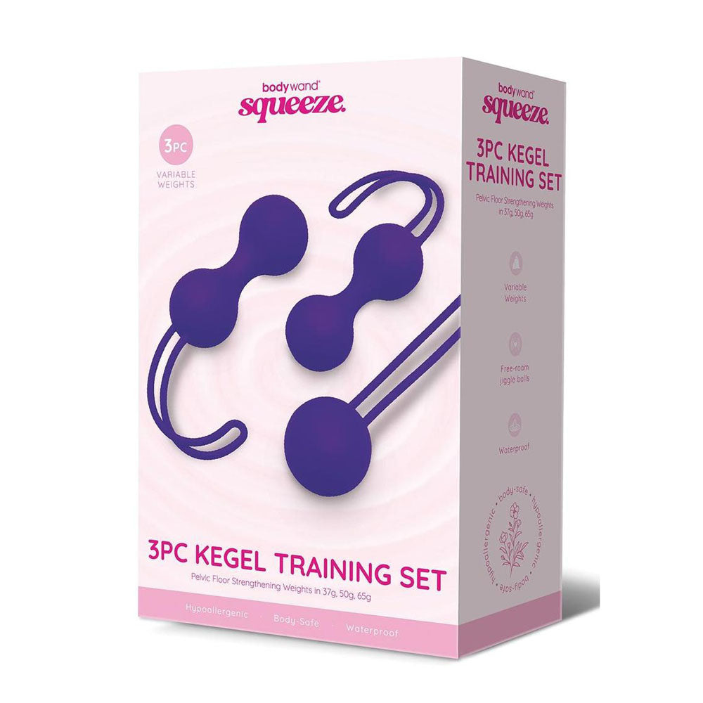 Bodywand Squeeze 3pc Kegel Training Set - Purple Weighted Kegel Ball Set - 3 Piece Kit - Just for you desires