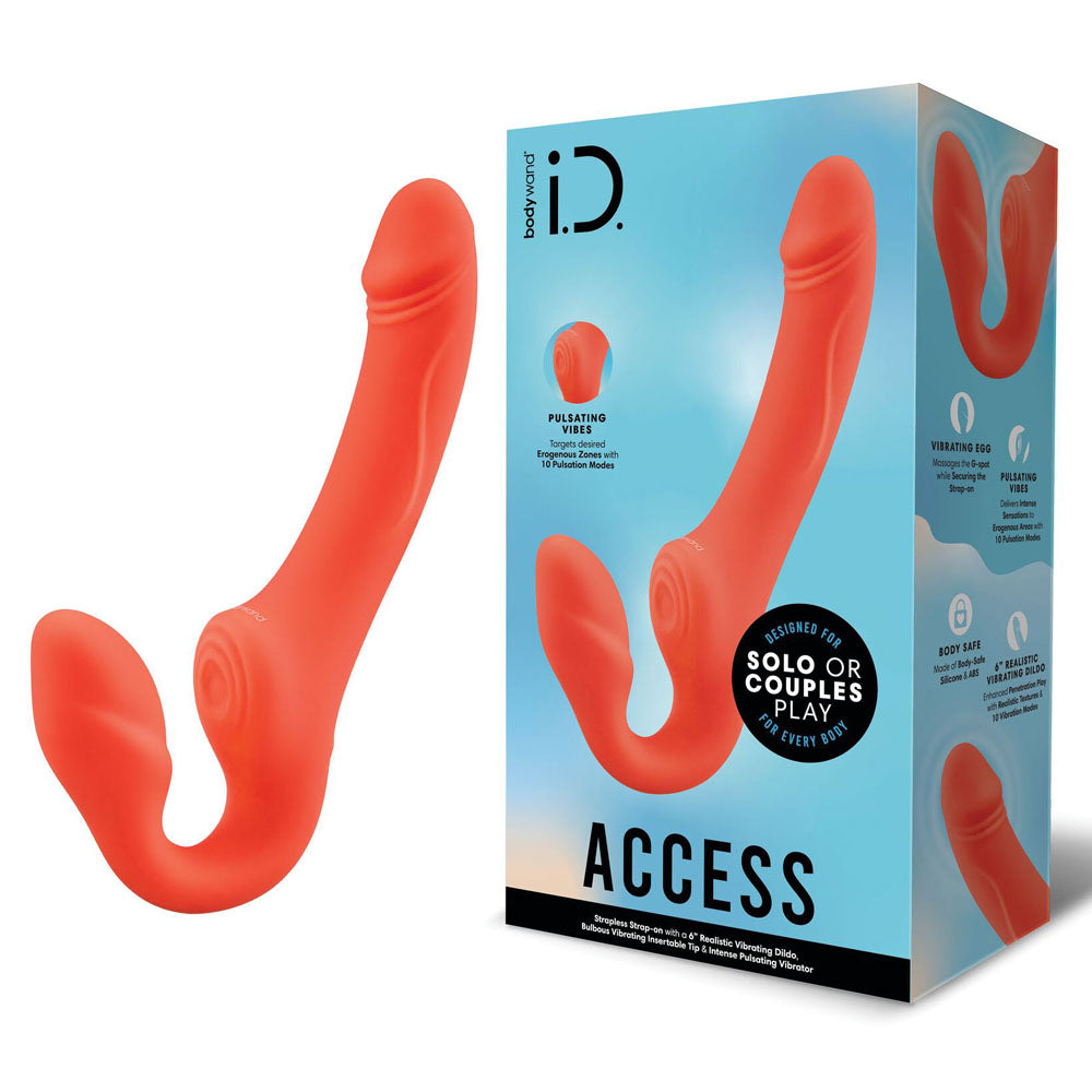 Bodywand ID Access Strapless Strap-On - Orange 15.2 cm USB Rechargeable Strapless Strap-On - Just for you desires