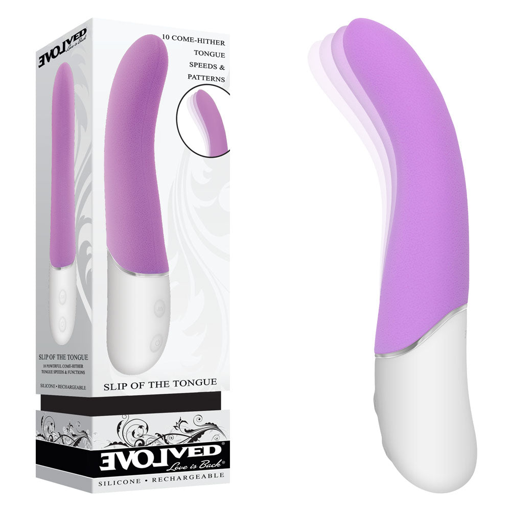 Evolved SLIP OF THE TONGUE - Purple 21.1 cm USB Rechargeable Flicking Tongue Vibrator - Just for you desires