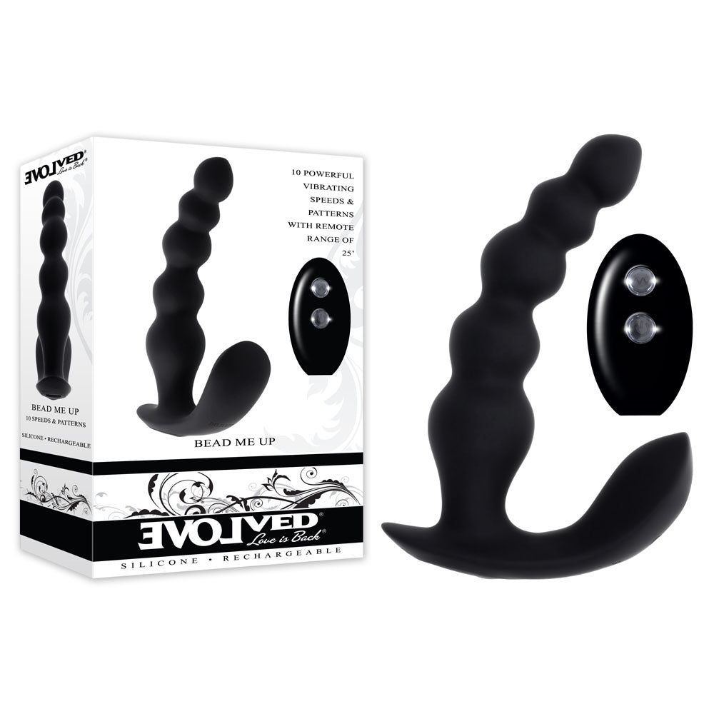 Evolved BEAD ME UP - Black 16.8 cm USB Rechargeable Vibrating Anal Beads with Wireless Remote - Just for you desires