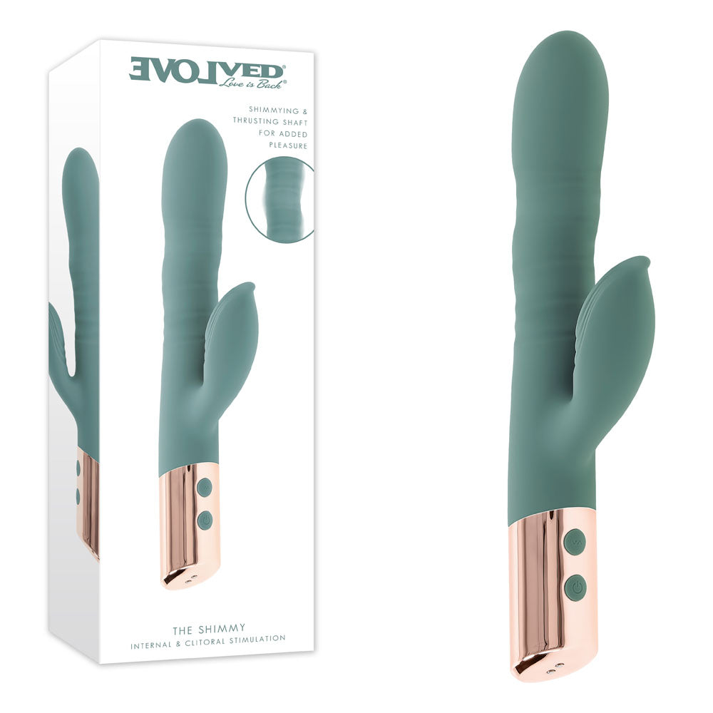 Evolved THE SHIMMY -  USB Rechargeable Thrusting Rabbit Vibrator - Just for you desires