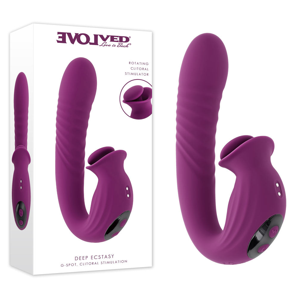 Evolved DEEP ECSTASY -  16.5 cm USB Rechargeable Thrusting and Tapping Vibrator - Just for you desires