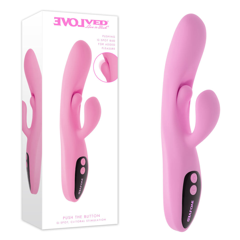 Evolved PUSH THE BUTTON -  23.5 cm USB Rechargeable Rabbit Vibrator with G-Spot Bud - Just for you desires