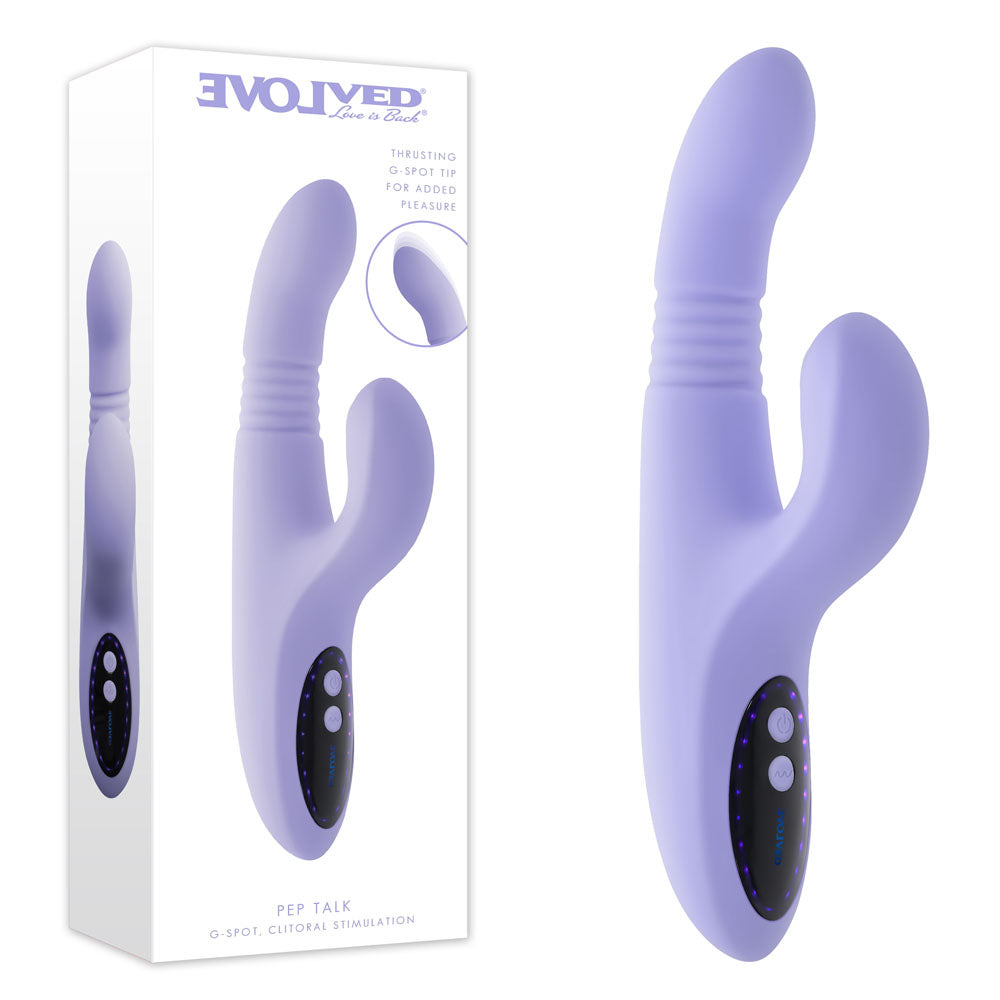 Evolved PEP TALK -  23.3 cm USB Rechargeable Thrusting Vibrator with Tapping Clitoral Stimulator - Just for you desires