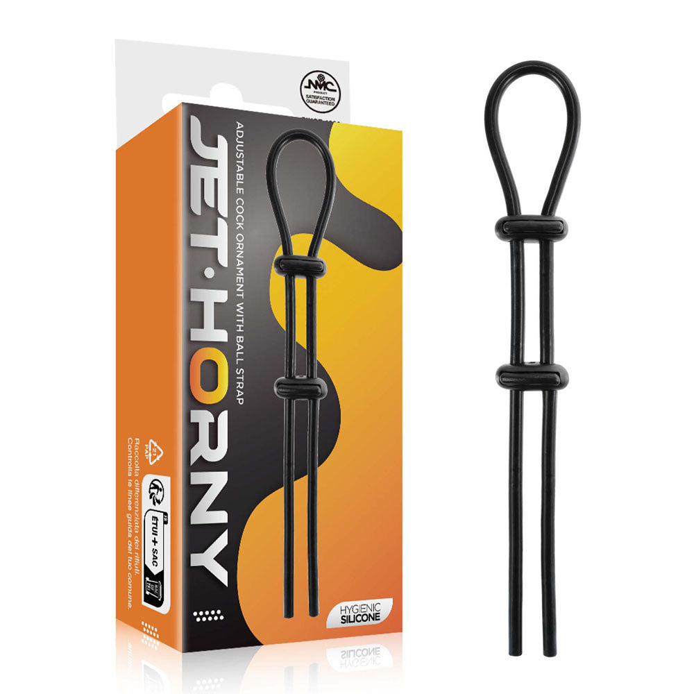 Jet Horny - Black Adjustable Cock & Ball Lasso Ring - Just for you desires