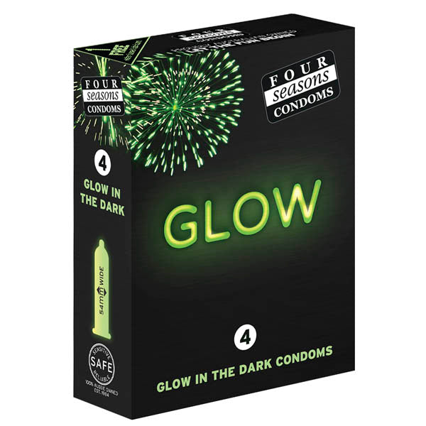 Four Seasons Glow N' Dark Condoms - Glow In The Dark Lubricated Condoms - 4 Pack - Just for you desires