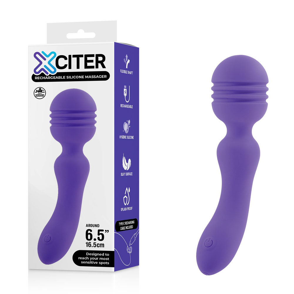 Xciter - Purple - Purple 16.5 cm USB Rechargeable Massage Wand - Just for you desires
