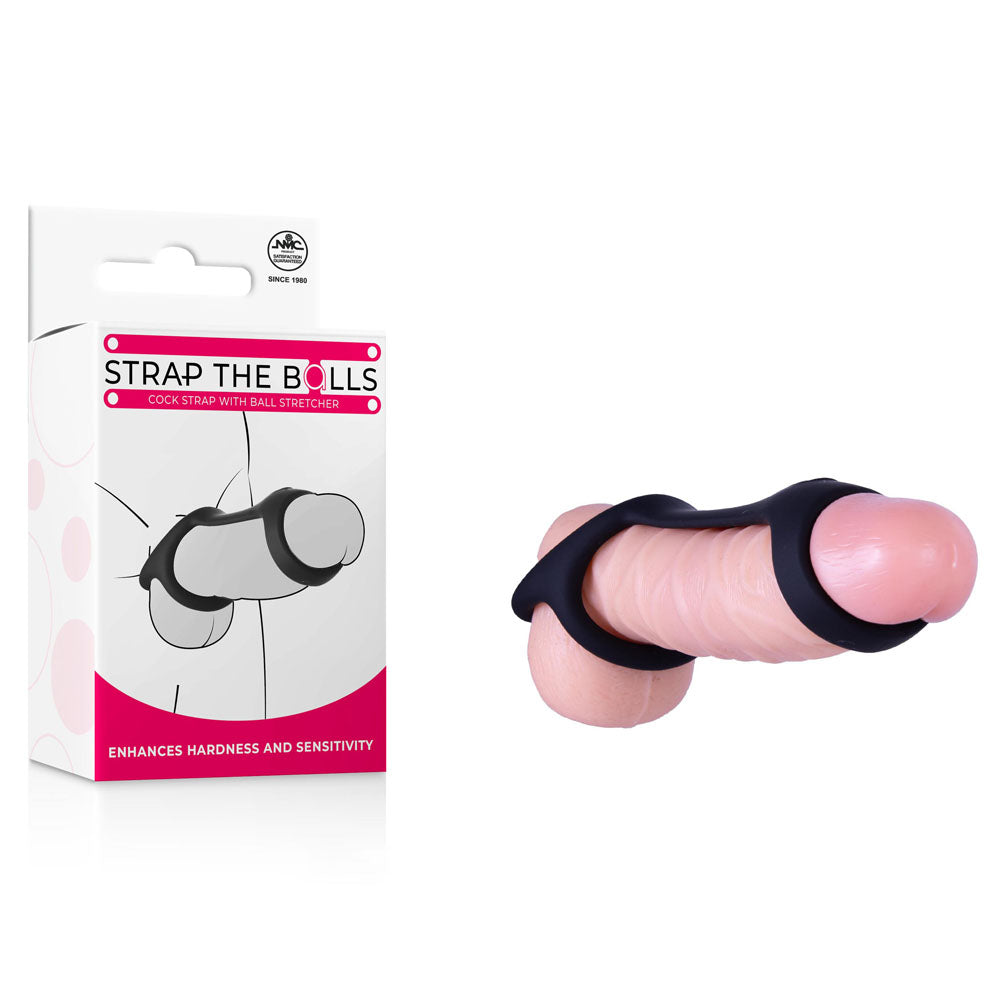 Strap The Balls - Black Cock Strap with Ball Stretcher - Just for you desires