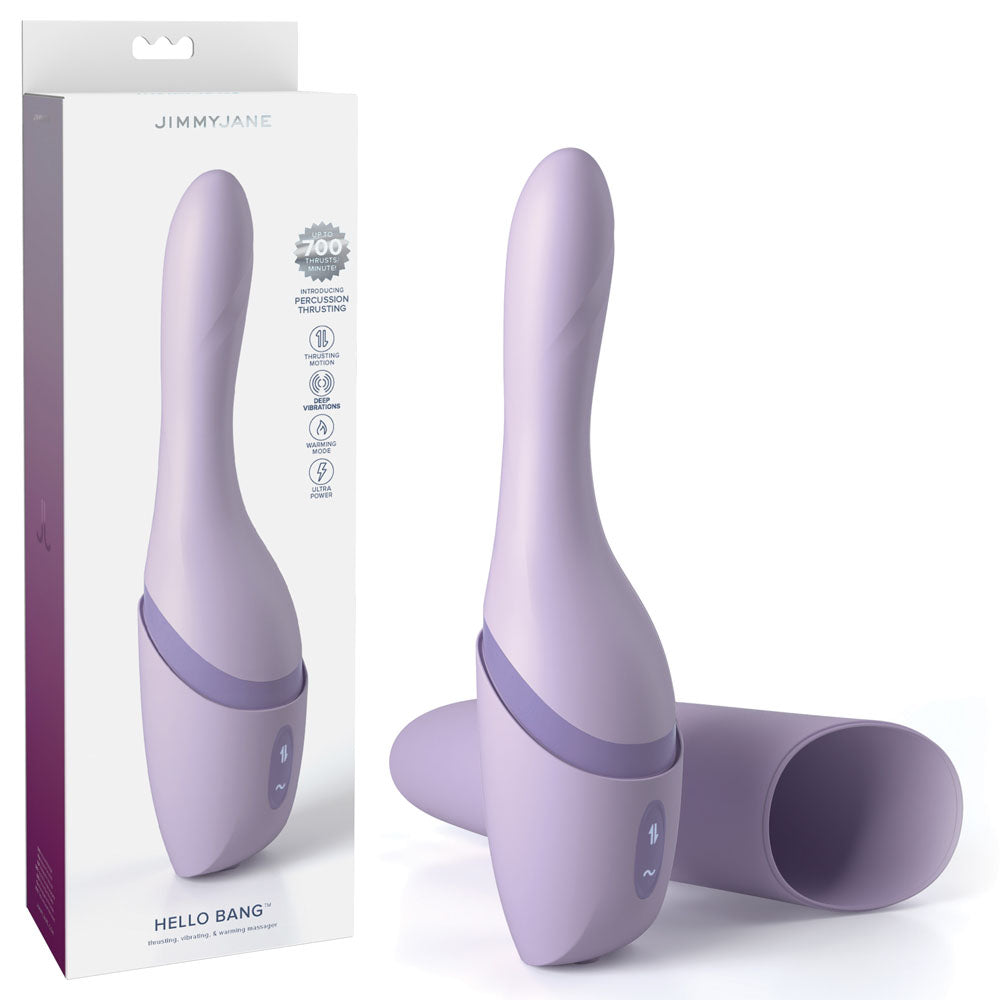 JimmyJane Hello Bang - Purple 27 cm USB Rechargeable Warming & Thrusting Vibrator - Just for you desires