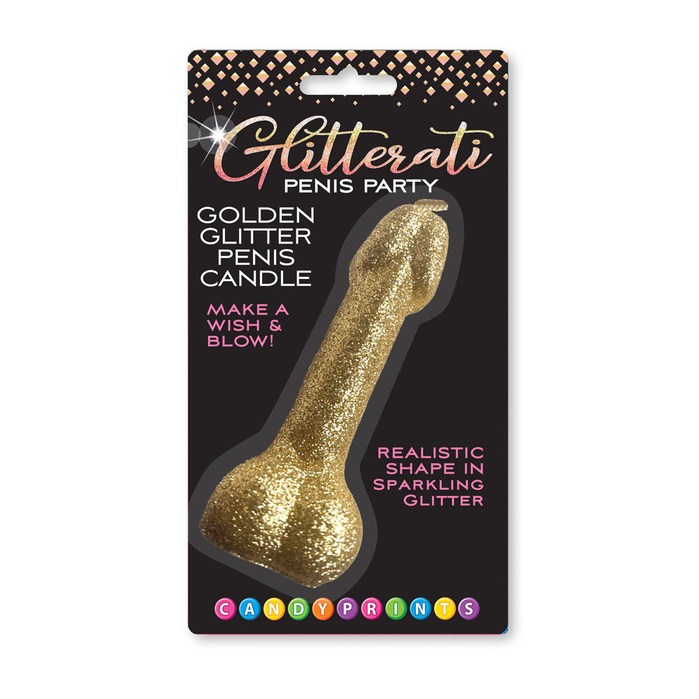 Glitterati Gold Glitter Penis Candle - Gold 10 cm Penis Party Candle - Just for you desires