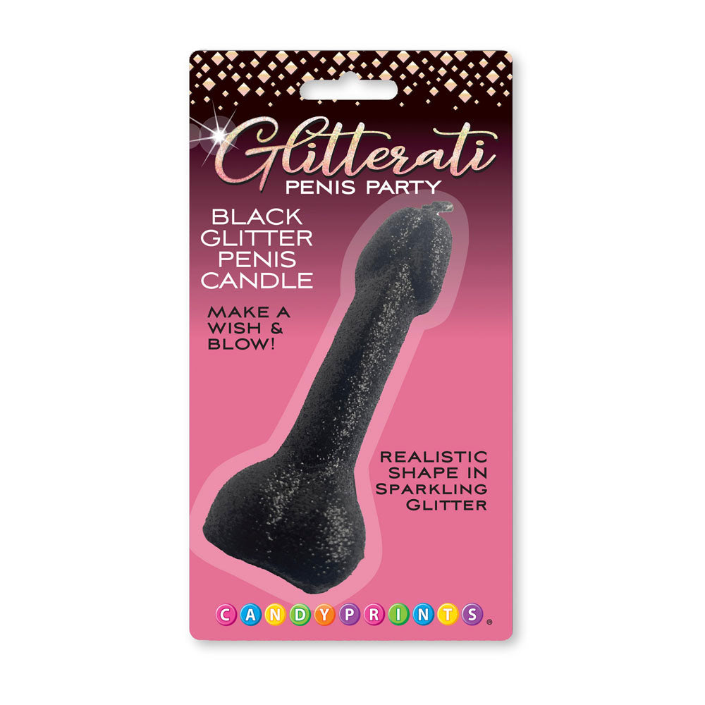 Glitterati Black Glitter Penis Candle - Black 10 cm Penis Party Candle - Just for you desires