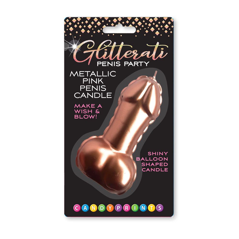 Glitterati Metallic Pink Penis Candle - Rose Gold 10 cm Penis Party Candle - Just for you desires