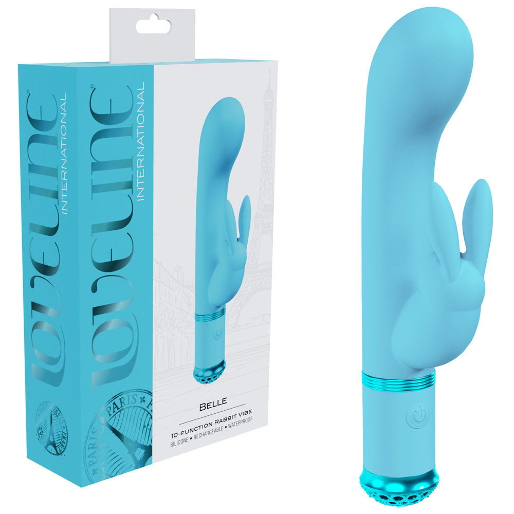 LOVELINE Belle - Blue - Blue 15.6 cm USB Rechargeable Rabbit VIbrator - Just for you desires