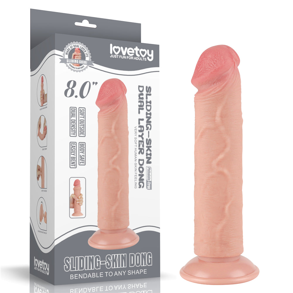 Sliding Skin Dual Layer Dong - Flesh 20 cm (8'') Dong with Flexible Skin - Just for you desires
