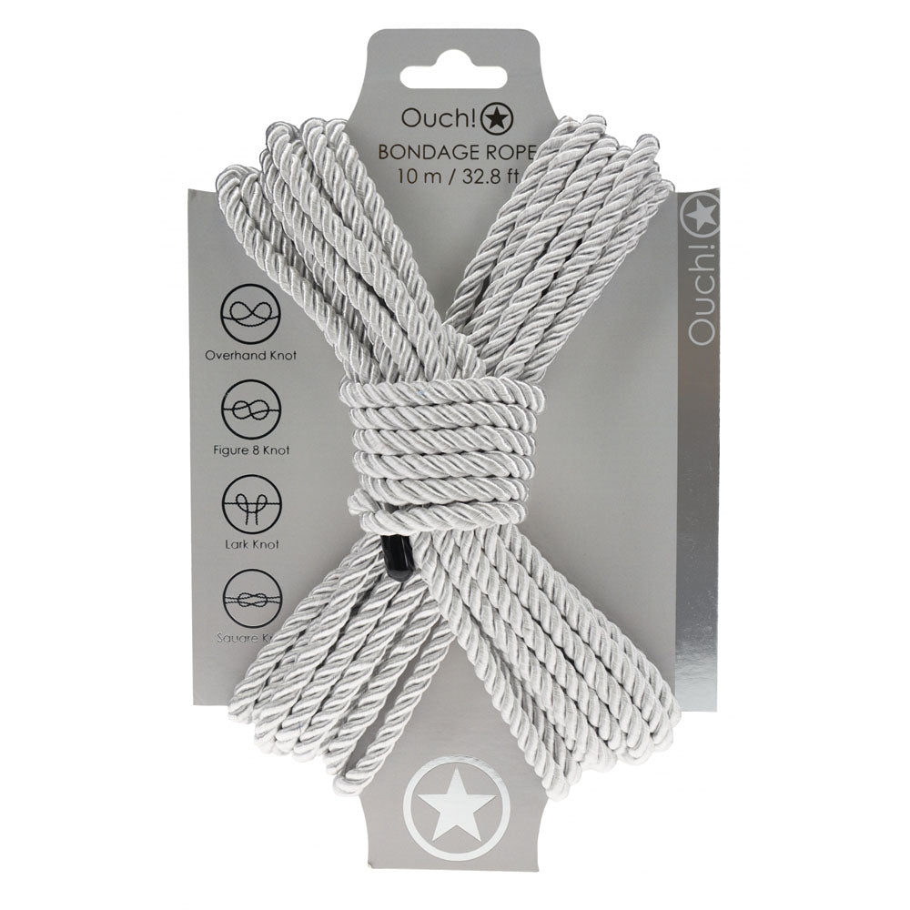OUCH! Bondage Rope - 10 M - Silver - Silver Nylon Bondage Rope - 10 metre Length - Just for you desires