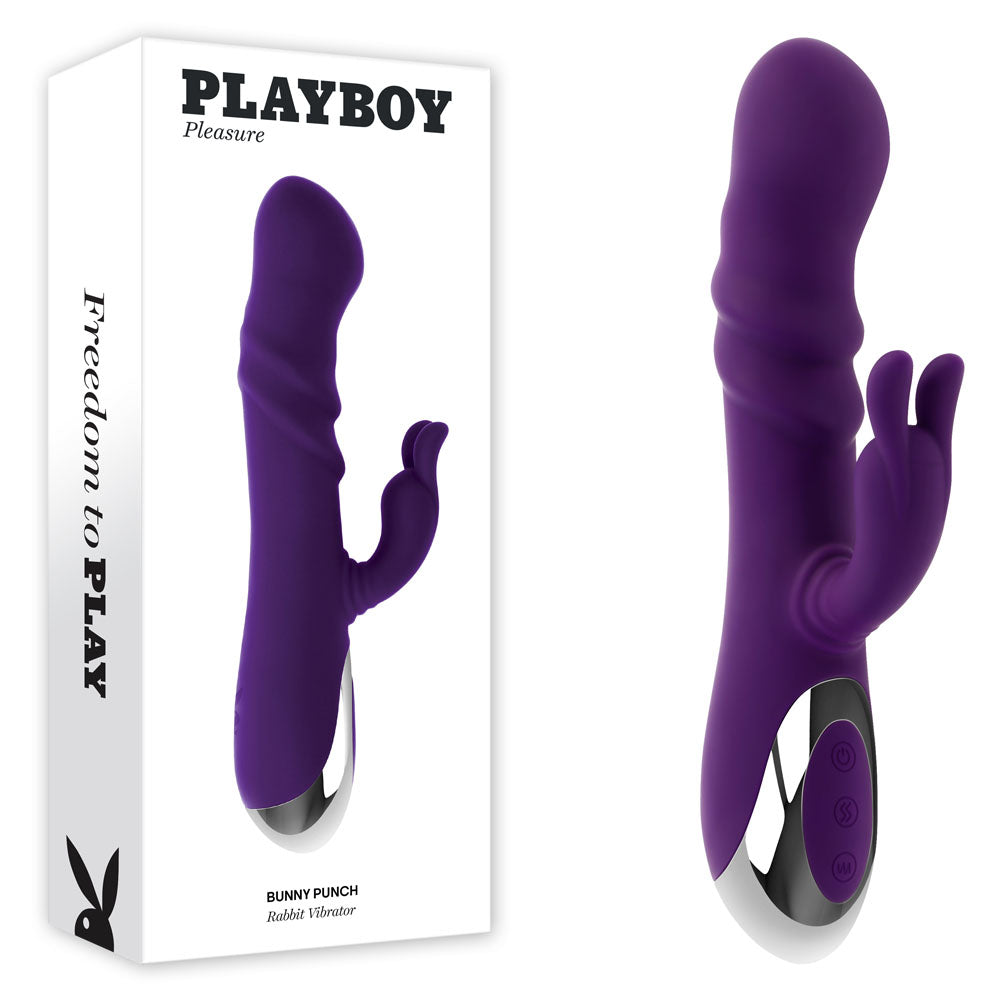 Playboy Pleasure BUNNY PUNCH - Purple 24.4 cm USB Rechargeable Twirling Rabbit Vibrator - Just for you desires