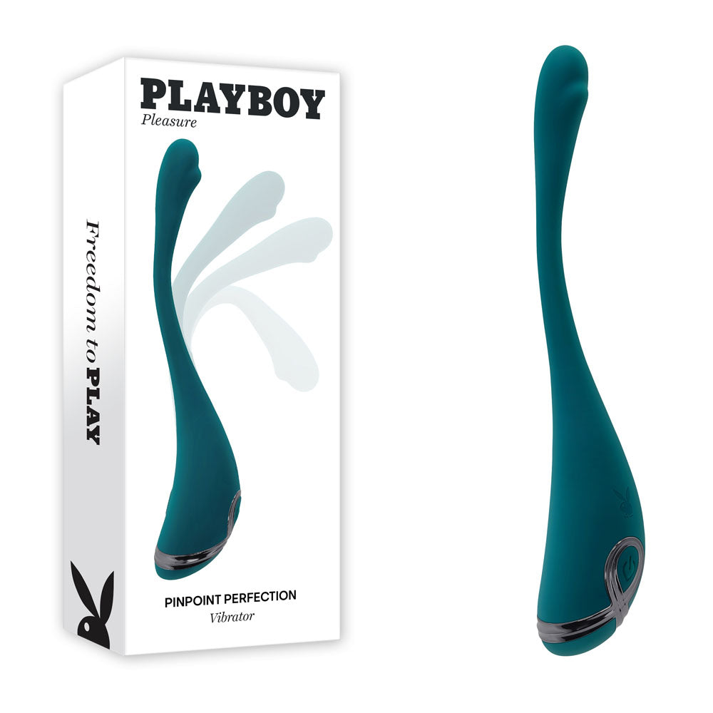 Playboy Pleasure PINPOINT PERFECTION - Green 19.3 cm USB Rechargeable Poseable Vibrator - Just for you desires