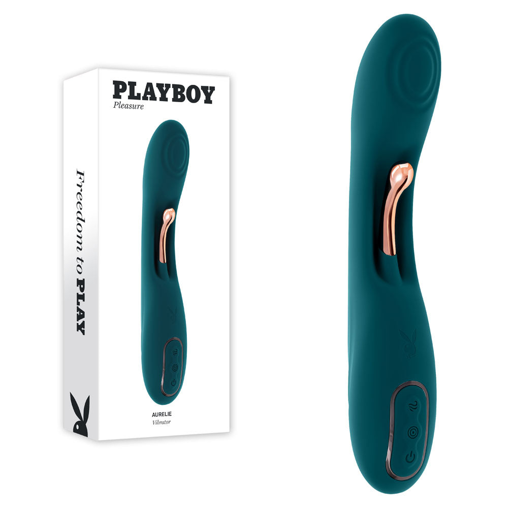 Playboy Pleasure AURELIE - Green 22.7 cm USB Rechargeable Vibrator with Internal Flicker - Just for you desires