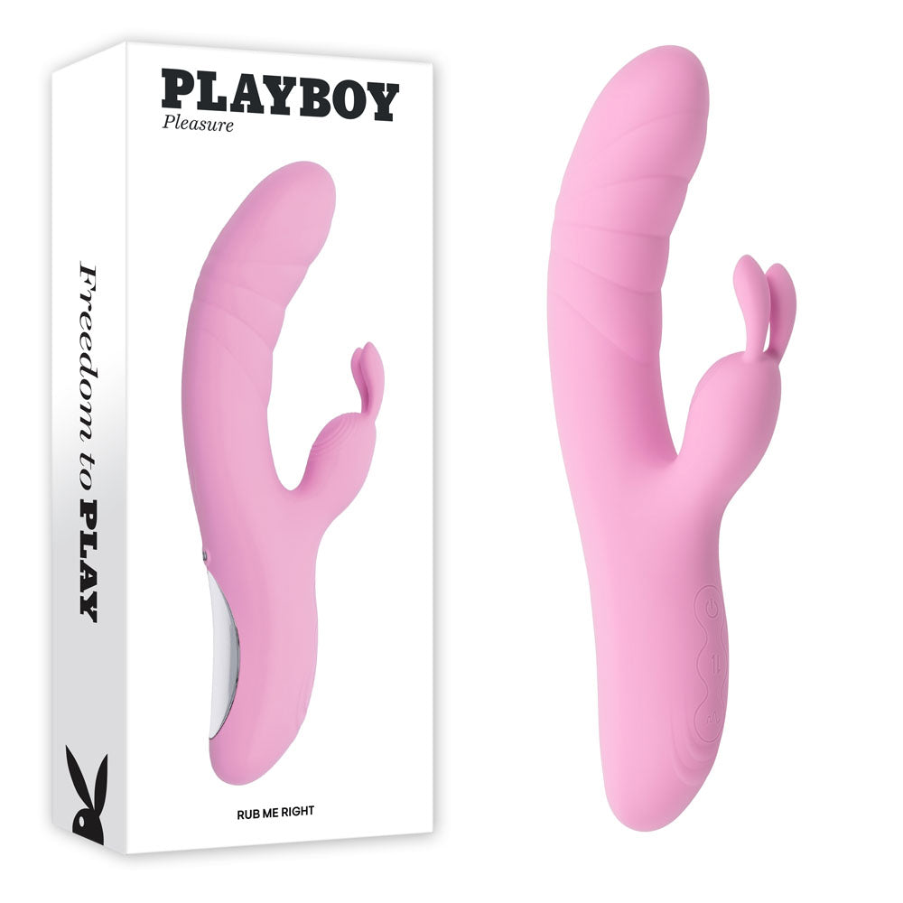 Playboy Pleasure RUB ME RIGHT -  23.2 cm USB Rechargeable Thrusting Rabbit Vibrator - Just for you desires