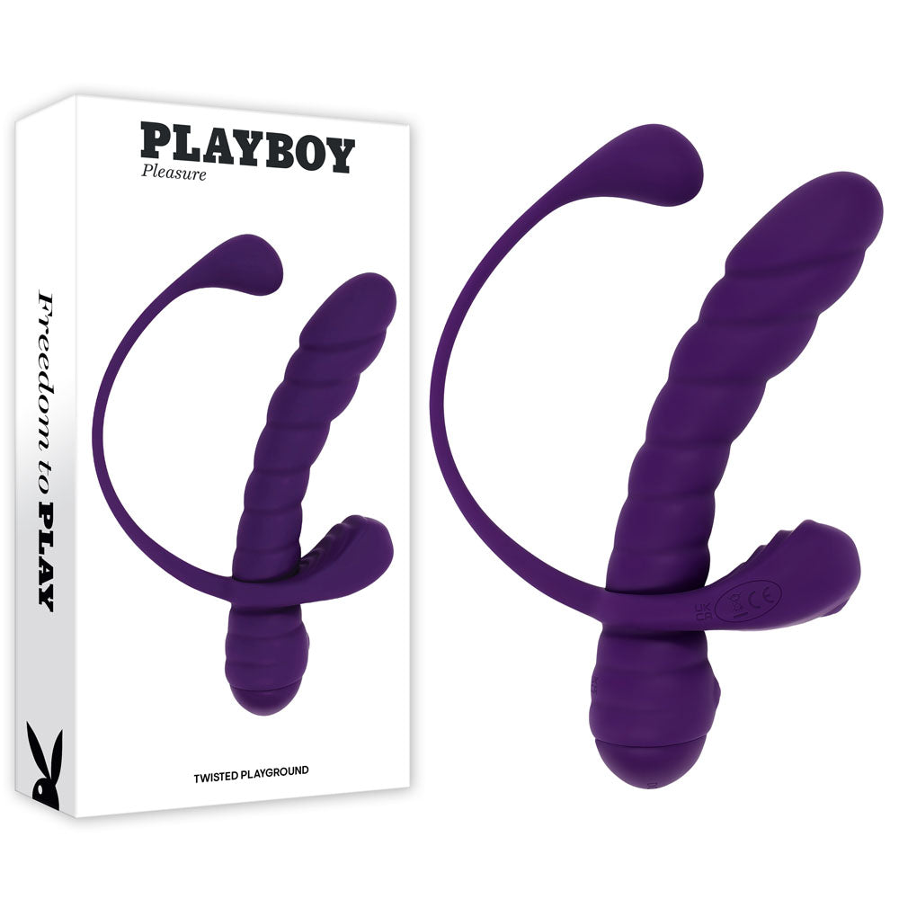 Playboy Pleasure TWISTED PLAYGROUND -  USB Rechargeable Vibrator and Cock Ring Kit - Just for you desires