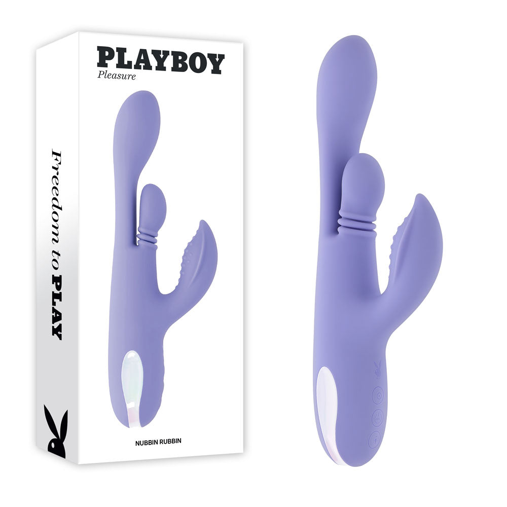Playboy Pleasure NUBBIN RUBBIN -  24.1 cm USB Rechargeable Thrusting Rabbit Vibrator - Just for you desires