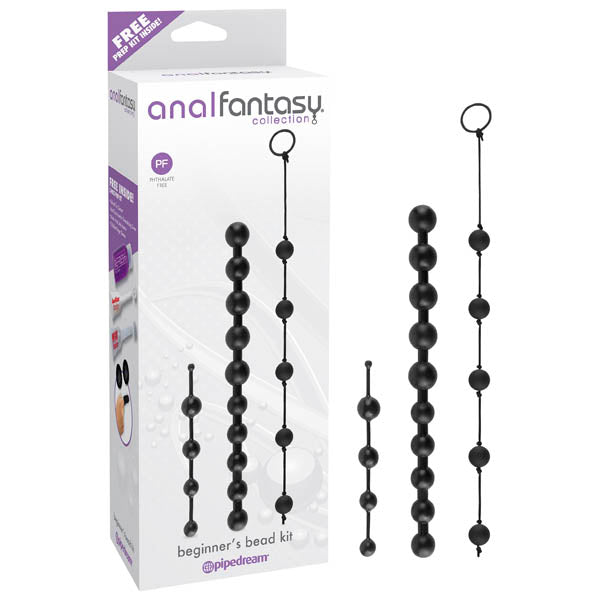 Anal Fantasy Collection Beginner's Bead Kit - Black Anal Beads - Set of 3 Cords - Just for you desires
