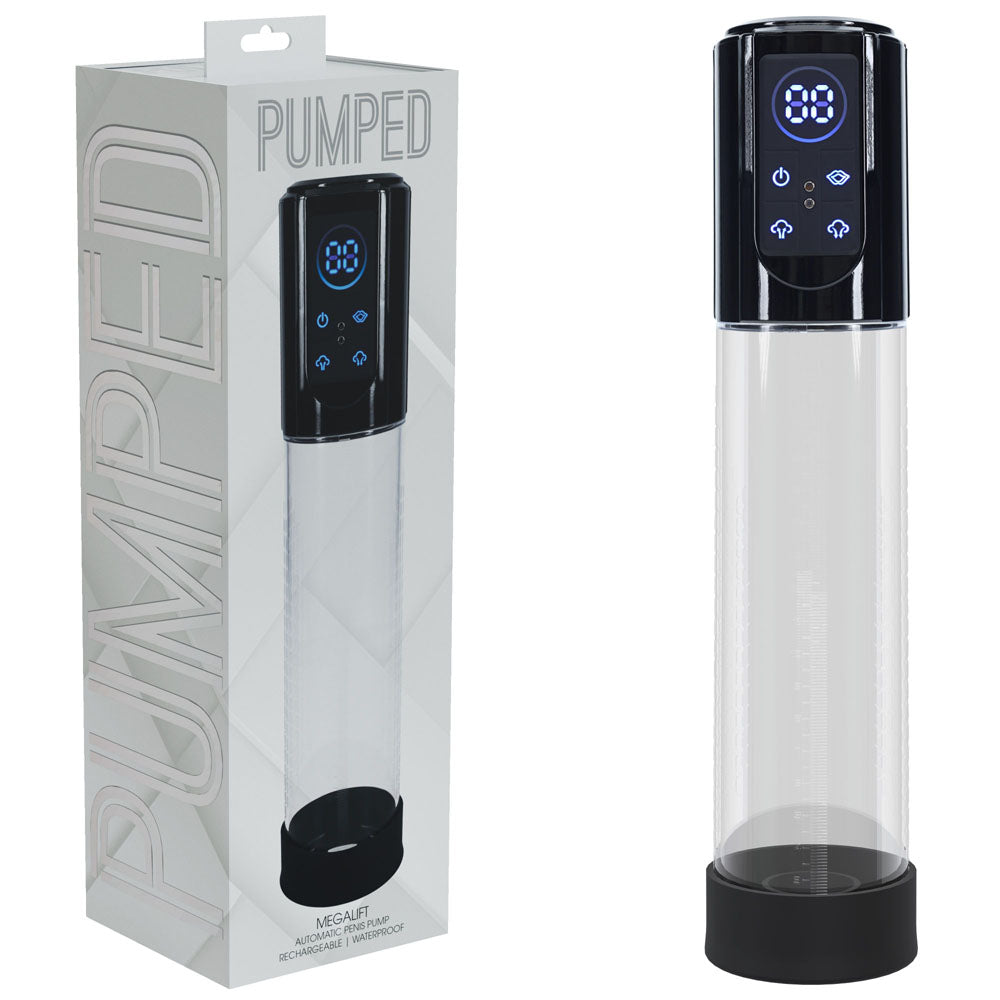 PUMPED MegaLift Automatic Penis Pump - Black - Black/Clear USB Rechargeable Auto Penis Pump - Just for you desires